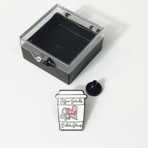 Coffee, Scrubs and Rubber Gloves Enamel Lapel Pin - Picture 4 of 6